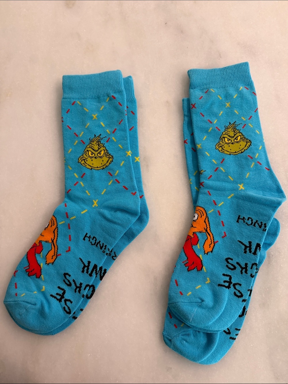 McDonald's Blue Grinch Crew Socks - Novelty Holiday Design